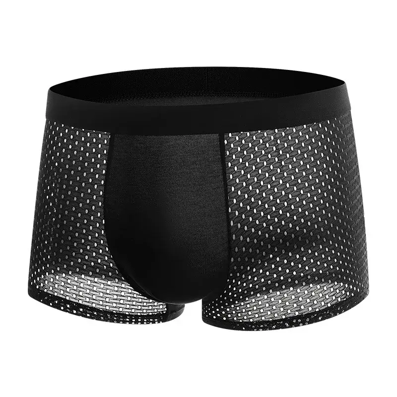 4pcs Men's Underwear Ice Feel Mesh Men Boxershorts Plus Size Panties Solid Sexy Men Boxer Summer Breathable Intimate Underpants — image 2