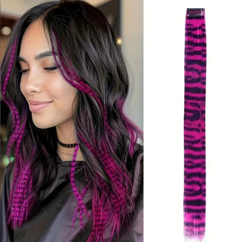 Rainbow Colored Feather Clip In Hair Extensions 18inch Synthetic Hair Piece Y2K Fashion For Women Girls Cosplay Party Halloween — image 18