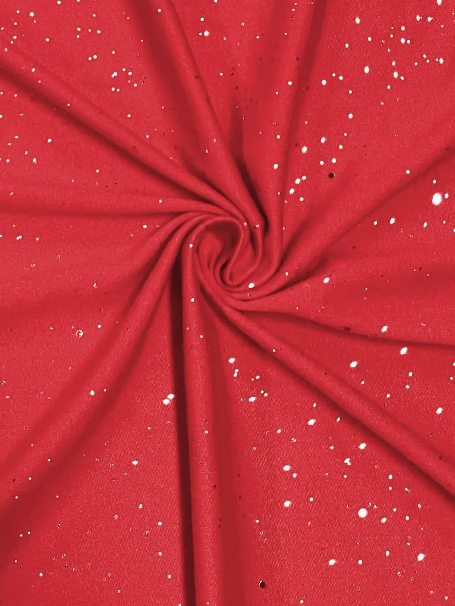 Ladies' elegant plus size powder sprinkled shiny twisted knot with pockets V-neck dress — image 5