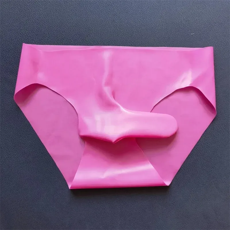 Men's Sexy Latex Erotic Underpants Seamless Rubber Sheath Sissy Briefs See-Through Couple Low Waist Panties Tight Safety Panties — image 8