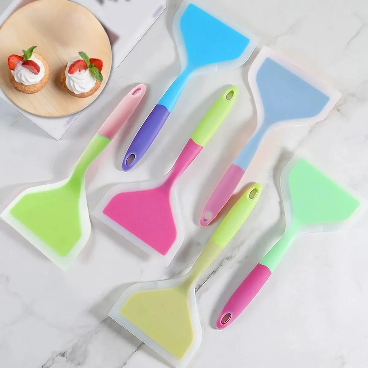 Silicone Spatula Cooking Utensils Beef Meat Egg Kitchen Scraper Wide Pizza Cooking Tools Shovel Non-stick Spatula Color Randomly — image 4