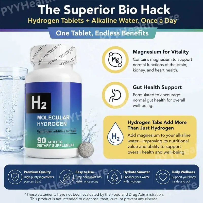 Molecular Hydrogen Tablets with Magnesium for Water Drink Muscle Relaxation Energy Metabolism Bone Health Support 90 Tablets — image 4