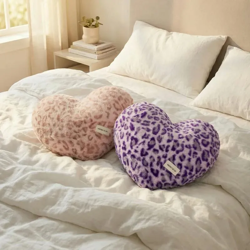 40x35cm Leopard Print Pillow Love Heart Soft Stuffed Plush Warm Sofa Cushion Romantic Valentine's Day Gifts Home Decor For 2026 — image 4