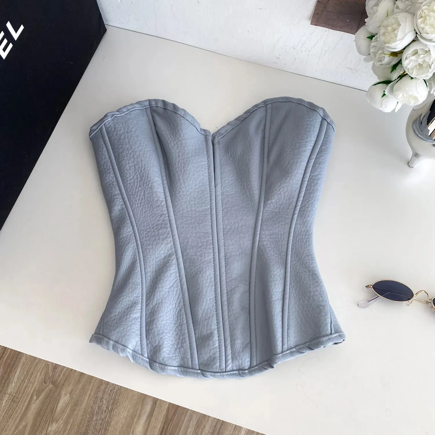 Sexy Pu Slim Tube Top Chic Strapless Crop Top Korean Fashion Corset Bustier Camis Women Tank Top — image 8