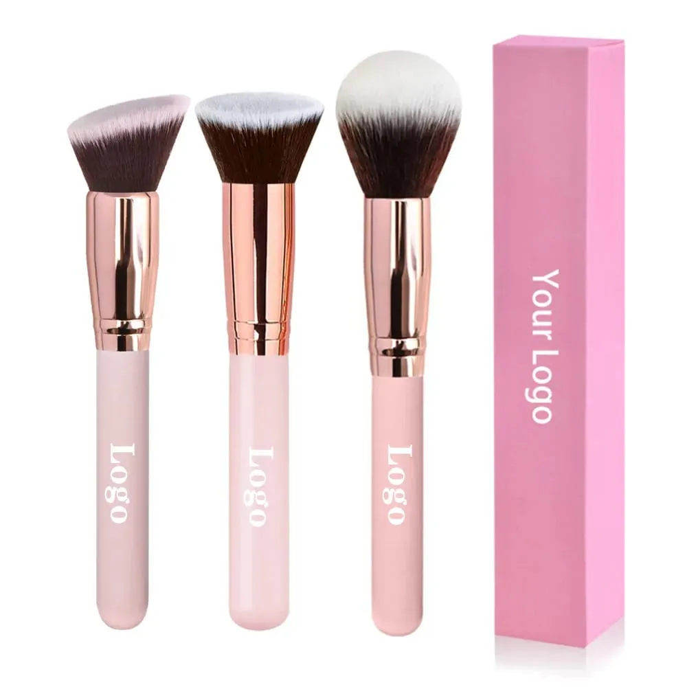 Free Private Label Makeup Brushes Foundation Loose Powder Concealer Blending Brush Pink Beauty Makeup Tool Wholesale Bulk 10pcs — image 1