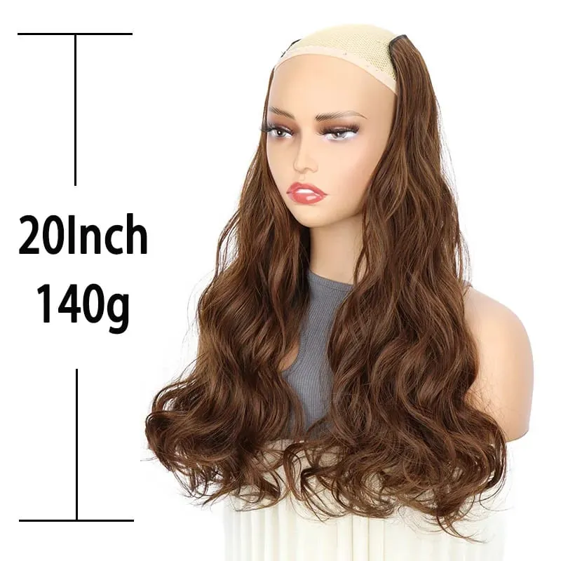 20Inch Synthetic Long Curly Wavy Hair Extension Fluffy Increase Volume Extension Hairpiece for Women Daily Use — image 3