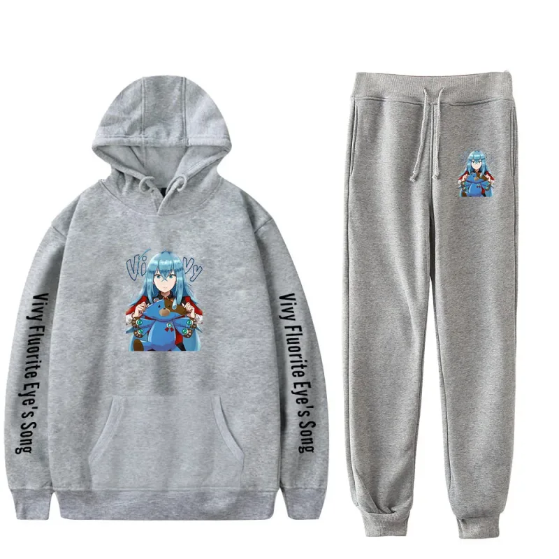 Harajuku Comfortable Vivy Fluorite Eye's Song Print Sweatshirt Sweatpants Hoodies+ Trousers Suit Boys/Girls 2 Piece Set Clothes — image 25