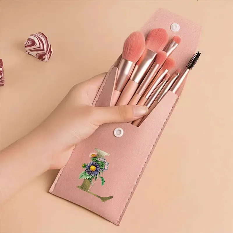 Beginners Makeup Brushes Set - Soft Fluffy Brushes For Face & Eye With PU Bag Ideal For Makeup Artists Golden Flower Pattern — image 20