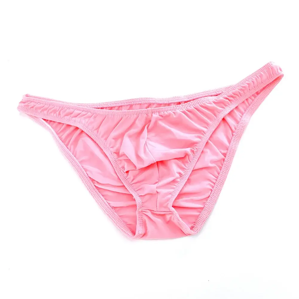 Solid Color Nylon Briefs Men Big Bulge Sexy Underwear Translucent Ice Silk Low Waist Bikini Panties U Convex Male Panties — image 9