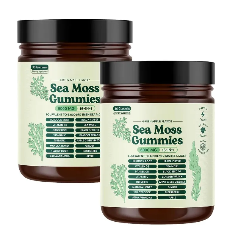 Sea Moss Gummies 16 in 1 6000mg Black SeedOil Ashwagandha Burdockroot - Vegan Sea Moss Gummy for Adults Kids Men Women — image 8