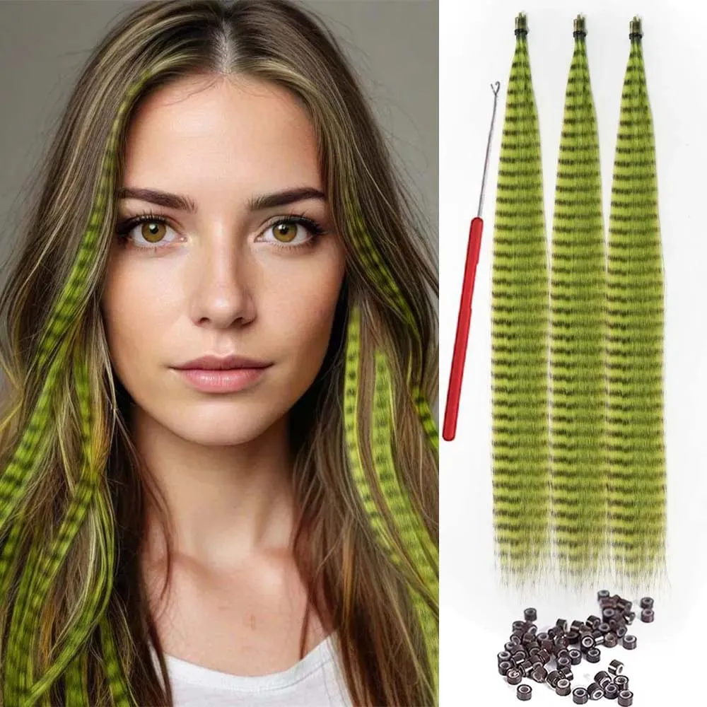 30strands Feather Hair Extension Fake Hair I Tip Rainbow Synthetic Hair 16inch Hairpiece Feather for Hair Extension Y2K Festival — image 12