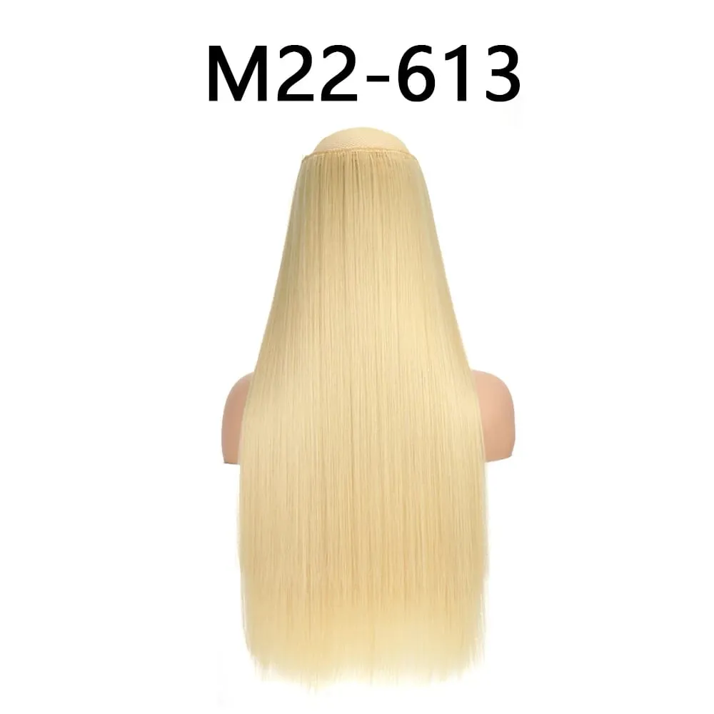 Synthetic 24Inch Hair Extensions OnePiece 5 Clips Long Straight Hairstyle Heat Resistant Fake Hairpiece For Women Natural Brow — image 25