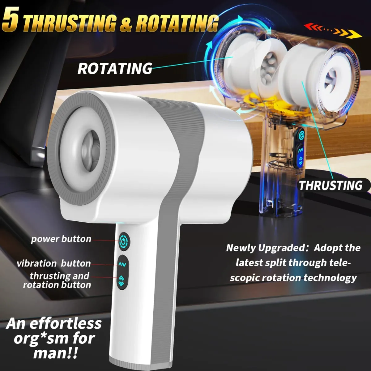 Copo masturbador masculino automático com 5*5*7 impulso rotativo vibratório silencioso mãos livres bolso buceta Stroker 3D brinquedos sexuais para mim