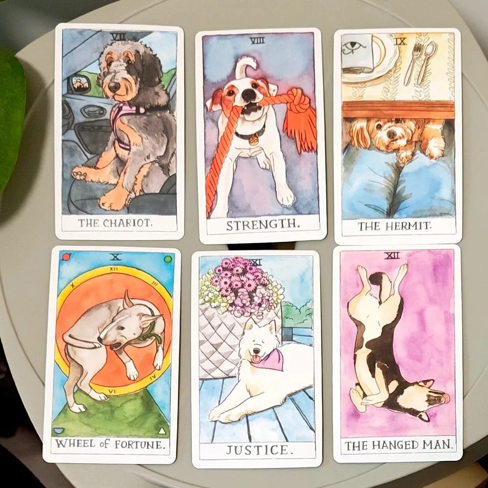 10.3*6cm Dog Tarot Deck 78 Cards Based on Rider Waite System Cute Canine Watercolor Illustrations - Unique Dog Lover Gift — image 2