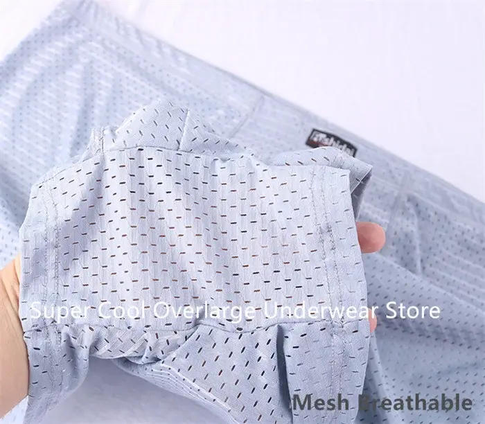 Summer Mesh Boxers For Men 200KG Plus Size 13XL 12XL Underpants Male Panties High Waist 10XL Underwear Oversized Ice Silk Shorts — image 8