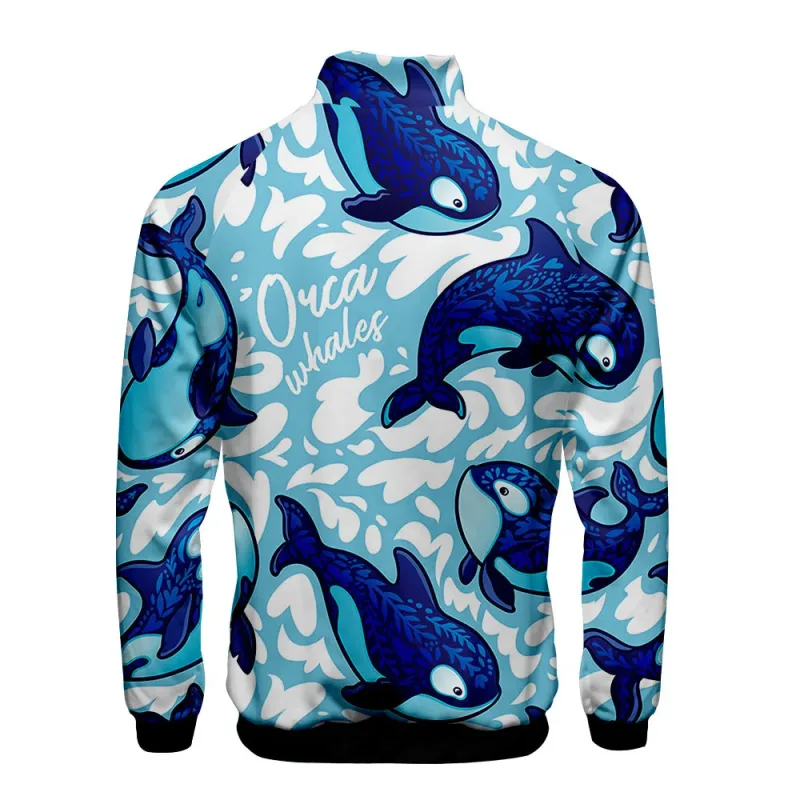 Popular Marine animals dolphin 3D Print Zipper Raglan Jacket Windbreaker Boys/Girls Comfortable Stand Collar Jackets Coats — image 10