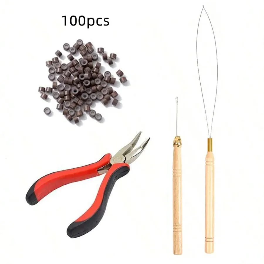20" Rainbow Synthetic Hair Extensions Kit 10PCS Colored I-Tip Extensions with Micro Beads Hook Needle for Women Kids Cosplay — image 10