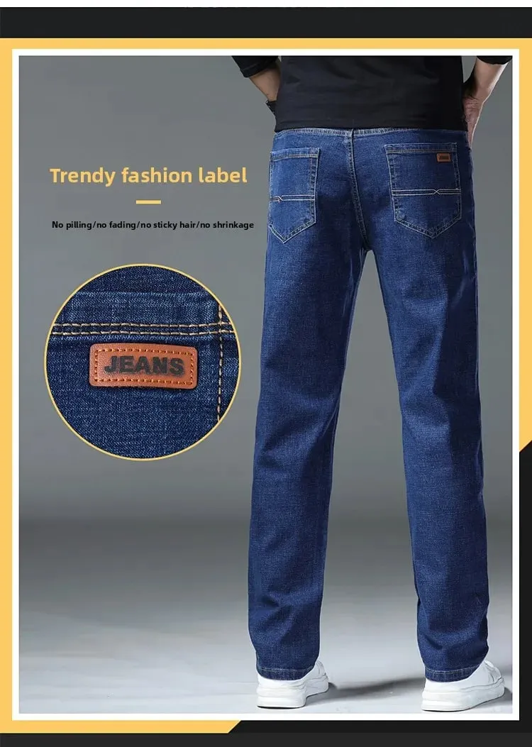2026 New Men's Straight Denim Pants Brand Clothes Black Blue Jeans Classic Washed Stretch Cotton Business Casual Pants — image 9