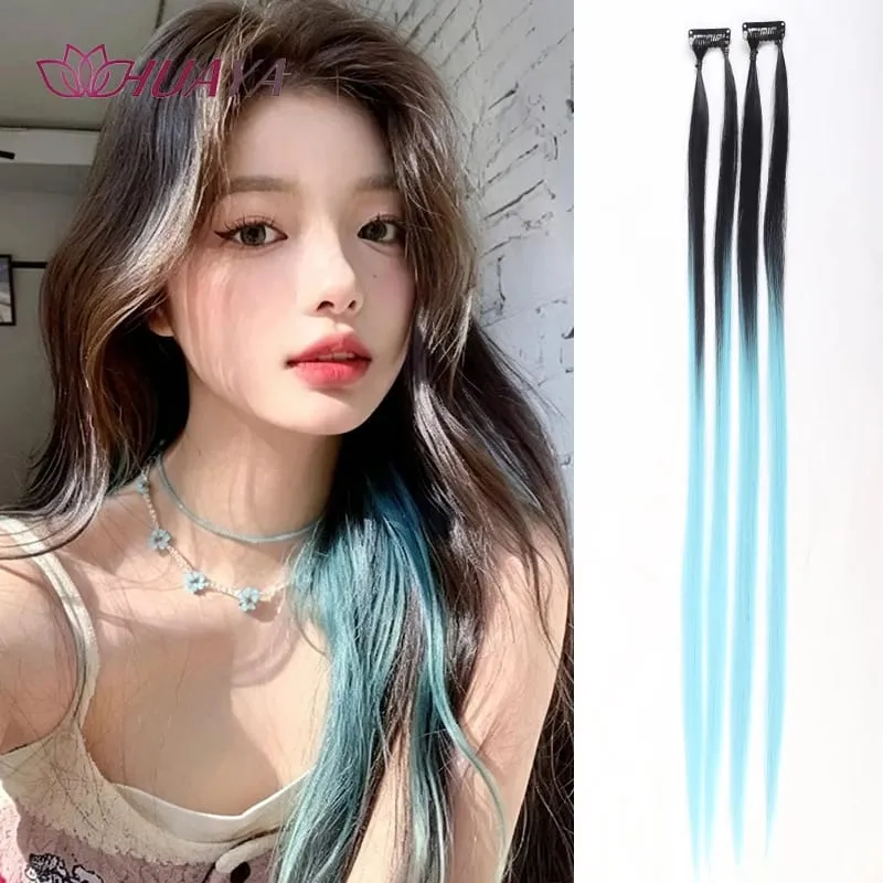 24‑Inch Clip‑in Face‑Framing Highlight Synthetic Hair Extensions Easy to Wear Suitable for Daily Look Parties and Cosplay