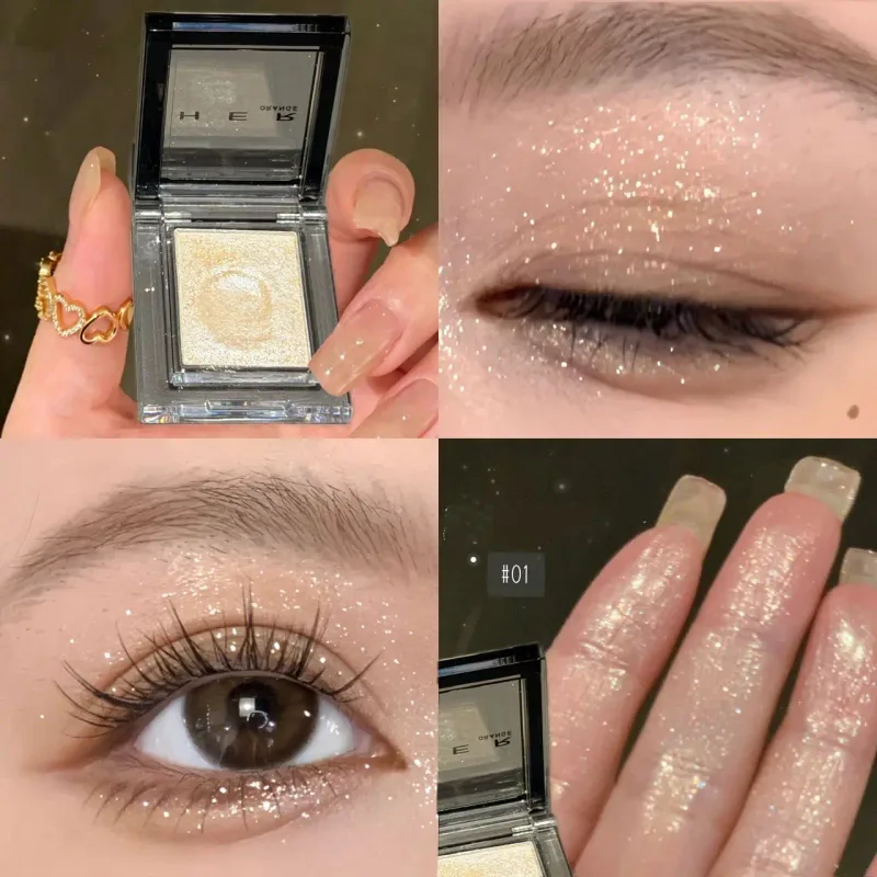 Monochrome Blue Metallic Eyeshadow Diamond Glitter Green Eye Shadow Highlighter Palette Sparkling Pearlescent Purple Eyes Makeup — image 9