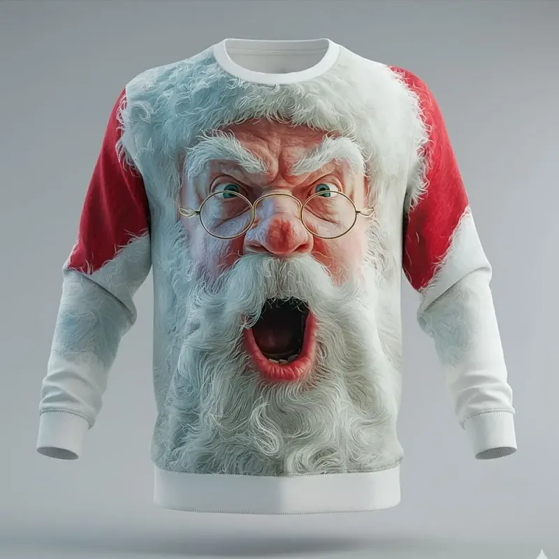 2025 Christmas Fall Winter Santa Claus Graphics Design Men's Casual Sweatshirts Crew Neck Pullover Long Sleeve Trendy Streetwear — image 2