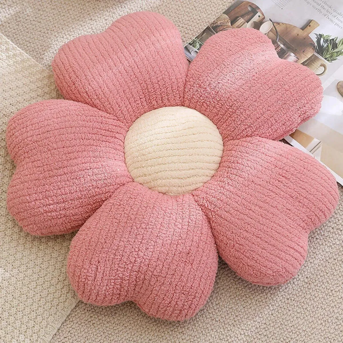 Flower Petal Pillow Soft Romantic Cuddly Stuffed Cushion Petal Shape Plush Pillow for Couch Living Room Bed Bedroom Patio
