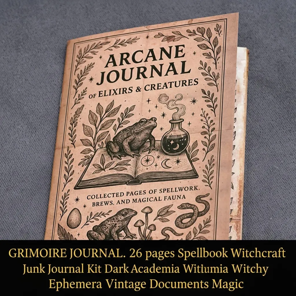 77 Pages Witchcraft Grimoire Pages Book of Shadows Kit with Moon Phases Herbal Lore Spells Gothic Dark Academia Witch Journal — image 19