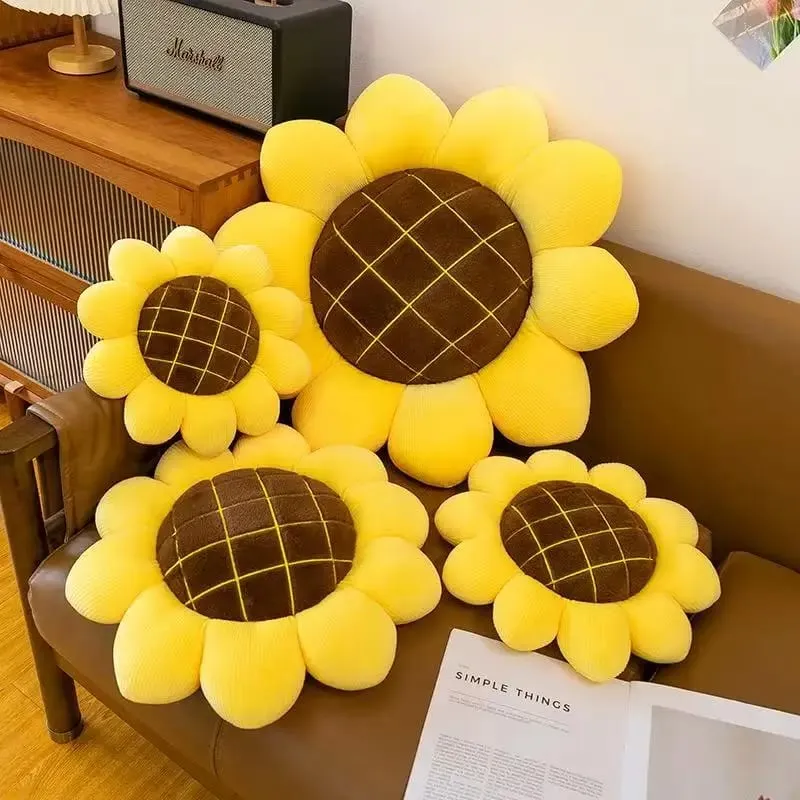 Kawaii Plush Stuffed Doll Cute Sunflower Cushion for Kids Birthday Gift Soft Toy for Sofa Car Window Seat Decorative Pillow — image 2