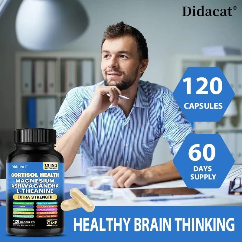 Corti-Soothe Cortisol Capsules Magnesium Ashwagandha Lower Stress Stabilize Mood Support Adrenal Health & Restful Sleep