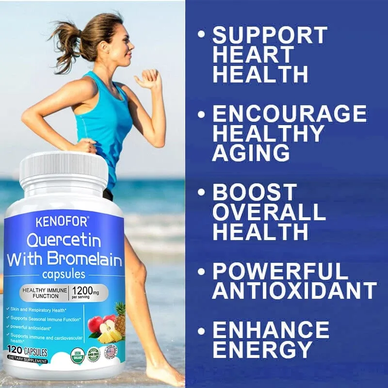 Quercetin + Bromelain Complex Capsules 1200mg - Immune Joint & Digestive Support with Vitamin C & D3 30/60/120 Counts — image 2