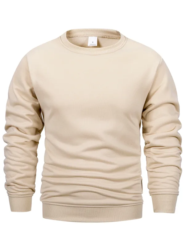 Men's Crew Neck Pullover Solid Color Large Sweatshirts Spring Autumn Outdoor Jogging Tops Men Casual Hoodies Streetwear — image 11