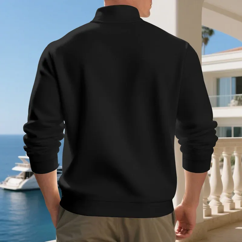 2026 New Fleece Lined Half Zip Sweatshirt for Men, Autumn Winter Solid Color Plus Size Casual Pullover Hoodie Daily Leisure Wear — image 16