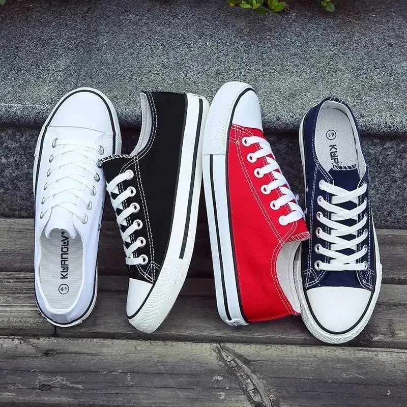 Men's Canvas Shoes Breathable Casual Sneakers Korean Style Versatile Student Flat Heel Low Cut Durable TPR Outsole Fashionable — image 4