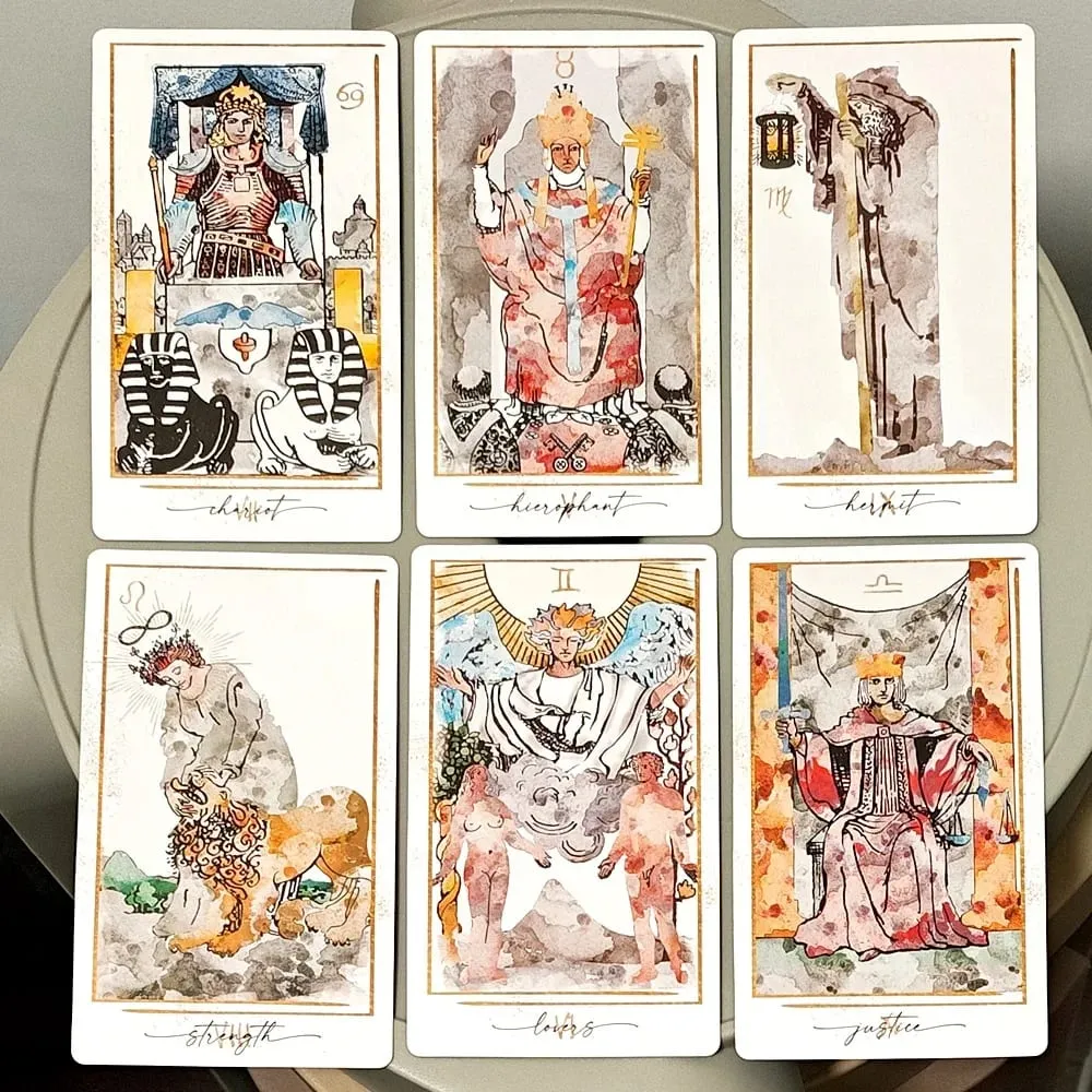 Modern Hue Tarot Deck - 78 Watercolor Tarot Cards 12*7cm Based on RWS Imagery - Aesthetic Divination Cards Double-embossed — image 5