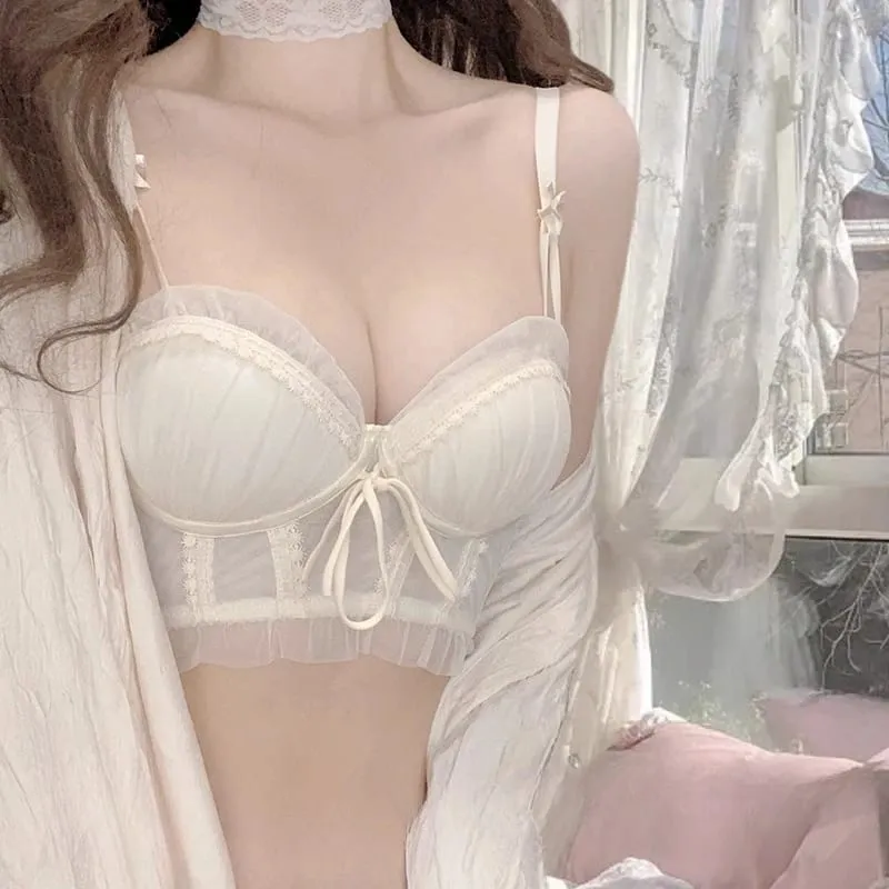 Japanese Corset for Women Wire Free Boning Bustier Top Sexy Lace Up Lingerie Set Pure Desire Small Chest No Steel Ring MOYISU — image 8