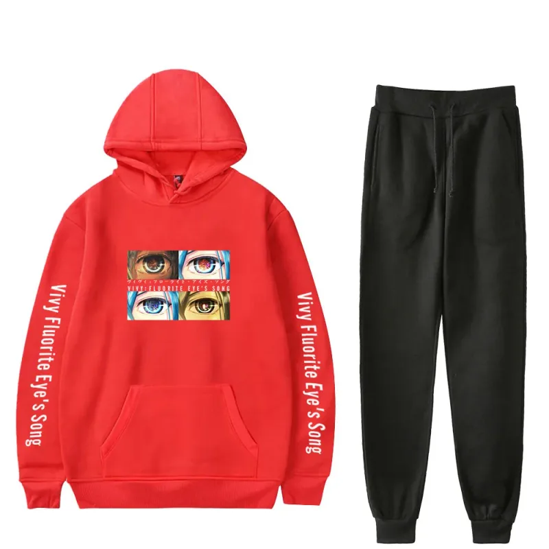 Harajuku Comfortable Vivy Fluorite Eye's Song Print Sweatshirt Sweatpants Hoodies+ Trousers Suit Boys/Girls 2 Piece Set Clothes — image 12