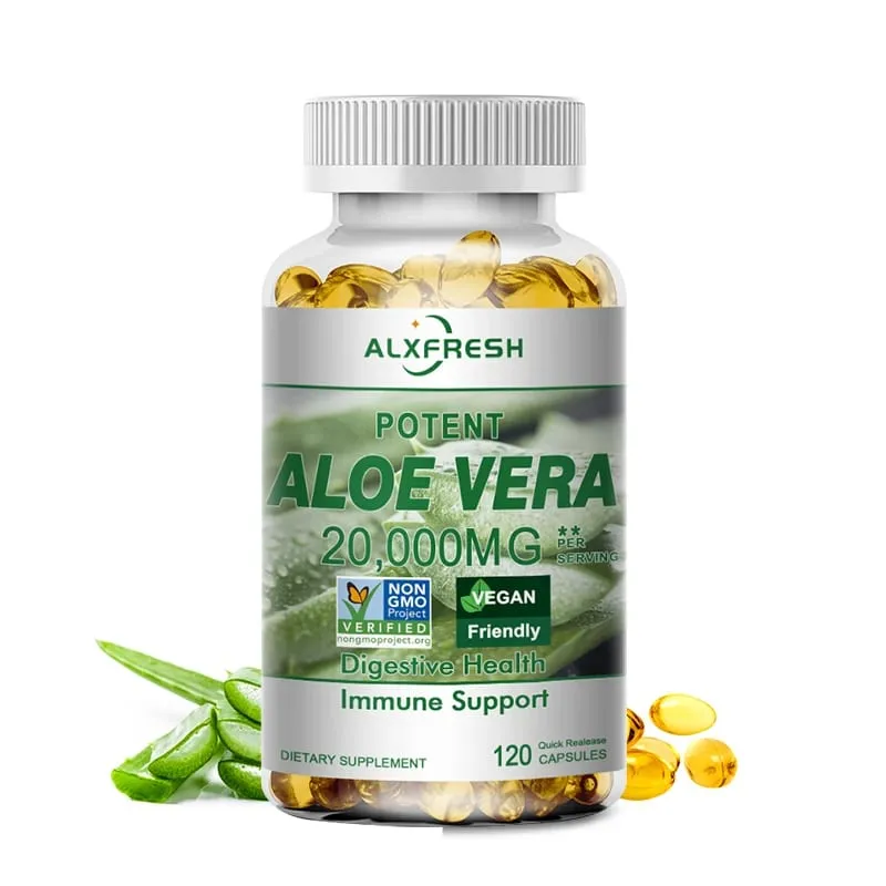 Aloe Vera Capsules Improve Digestive Health Soothe The Intestines Provide Antioxidant Detoxifying Effects Promote Skin Health