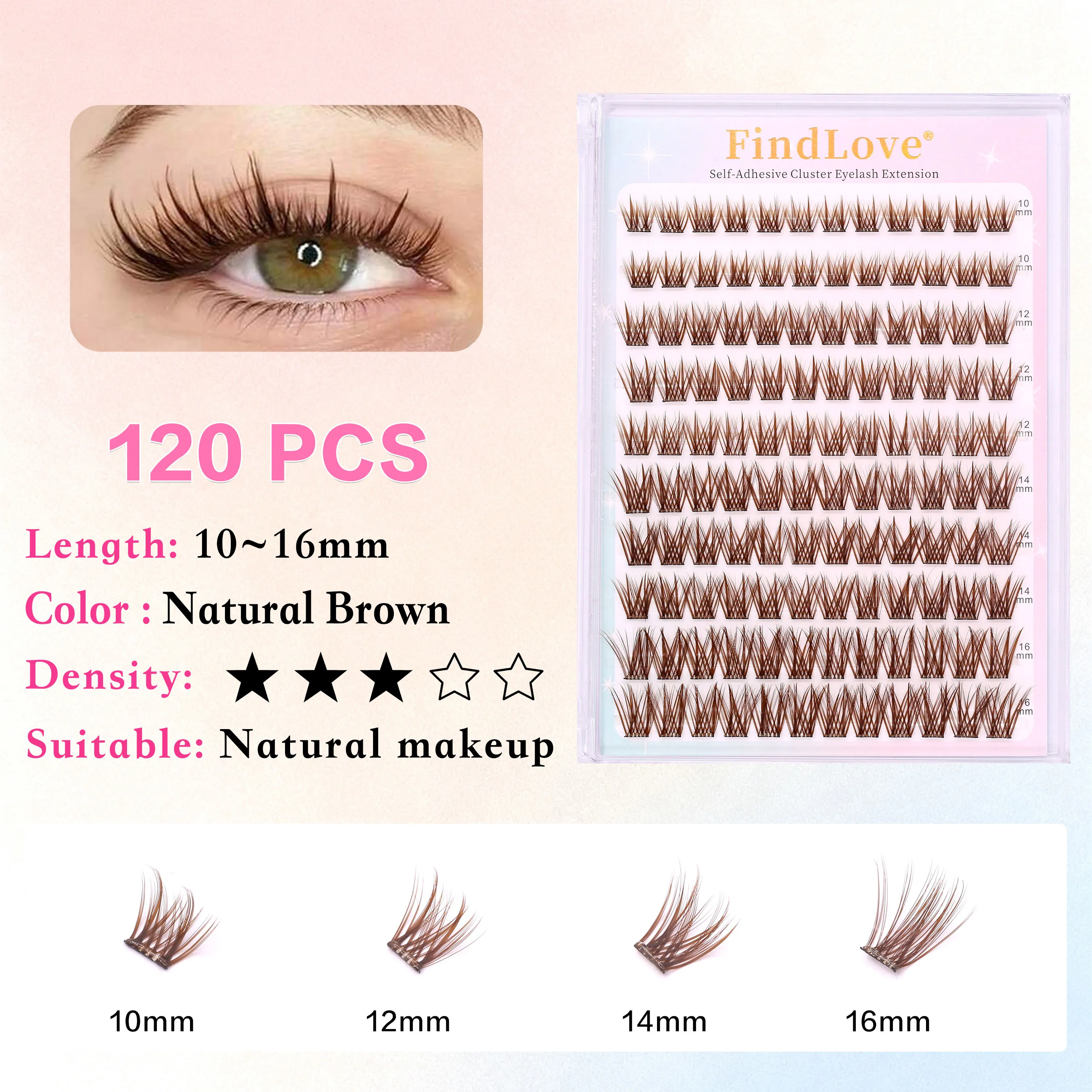 Brown Color Popular High-quality Self-Adhesive Eyelash Extension 3-4Times Reusable Handmade Large Capacity Enlarged Double Eye — image 7