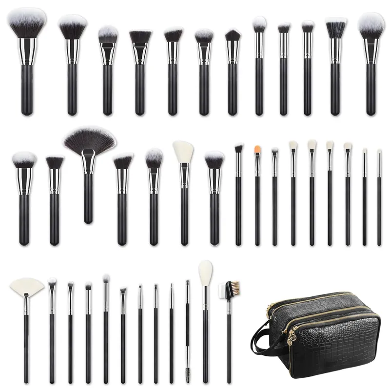 40/30/25/22Pcs Professional Makeup Brush Set with Crocodile Storage Bag Blush Highlight Eyeshadow Brushes for Daily Stage Makeup — image 9