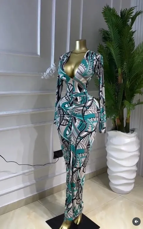 Women Printed Deep V-neck Stacked Ruched Bodycon Midi Maxi Dress 2026 Birthday Holiday Party Trendy Dresses Vestidos — image 4