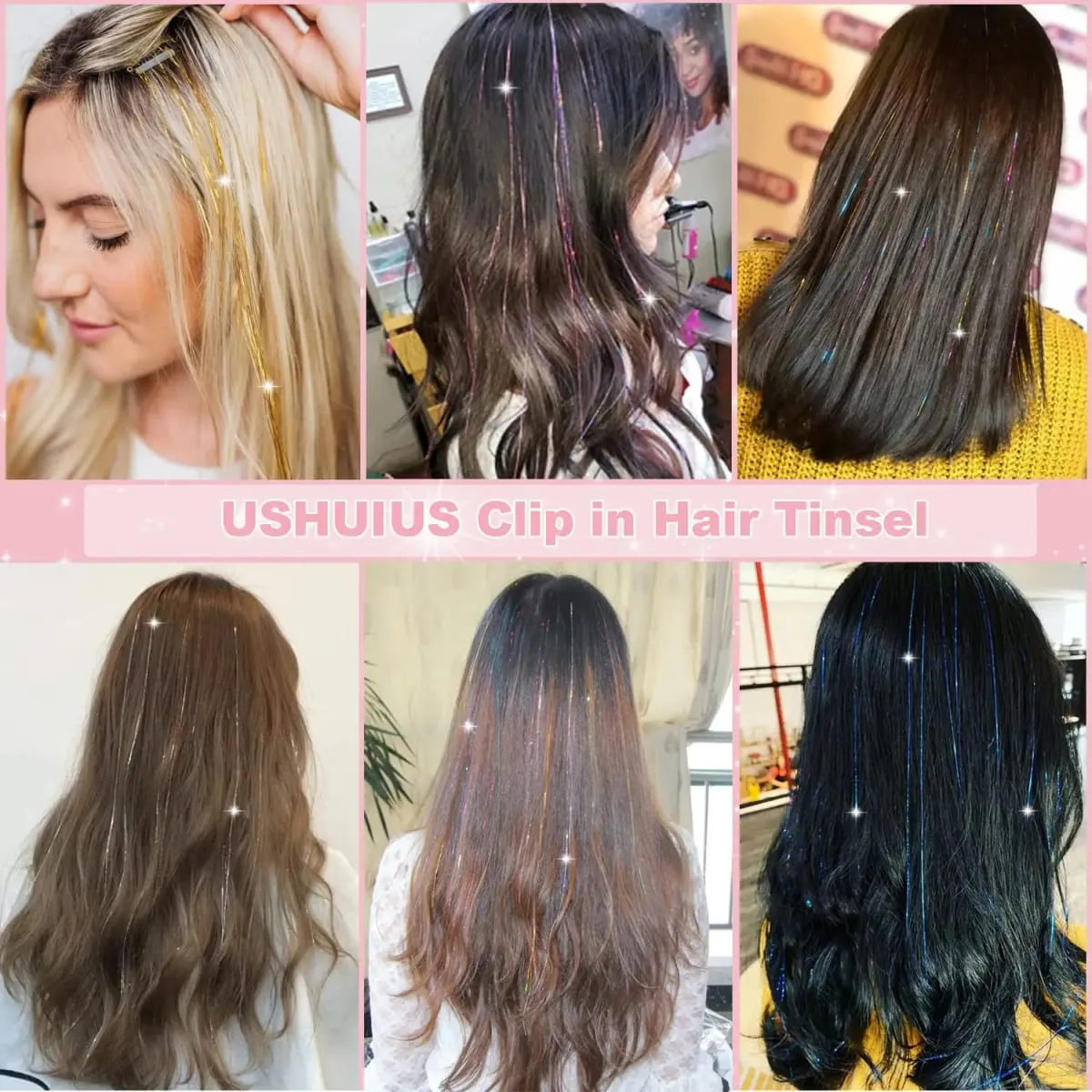 Clip in Hair Tinsel 12Pcs Heat Resistant Sparkly Glitter Fairy Hair Accessories for Girls Women Party Festival Decoration — image 6