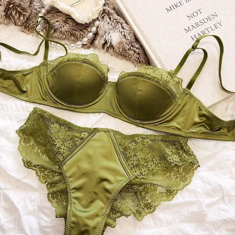 Sexy French Half Cup Lace Bra Soft Underwire Small Breast Enhancer Anti Sag Beautiful Back Women Lingerie 32-38 Comfort All Day — image 2
