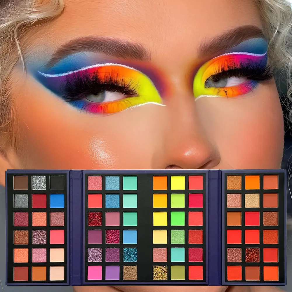 72 Colors Eyeshadow Palette with 8Pcs Makeup Brushes Matte Shimmer Glitter Bright Colorful Eye Shadow Makeup Kit for Party Stage