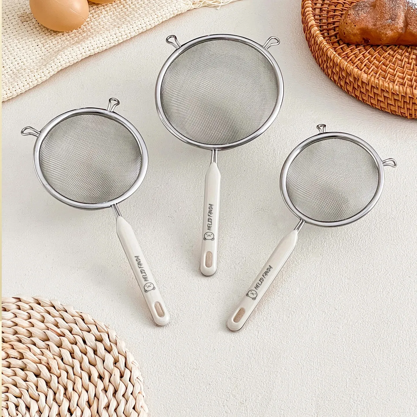 Durable 304 Stainless Steel Residue Filter With Plastic Handle Fine Mesh Strainer Flour Sieve Oil Skimmer Spoon Kitchen Utensils — image 1
