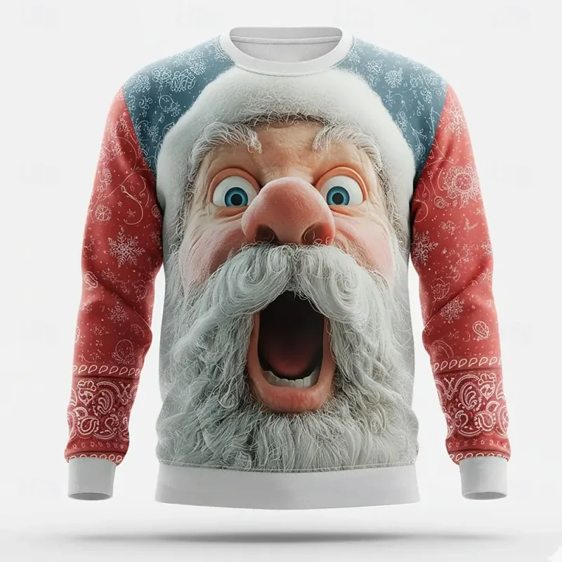 2025 Christmas Fall Winter Santa Claus Graphics Design Men's Casual Sweatshirts Crew Neck Pullover Long Sleeve Trendy Streetwear — image 5