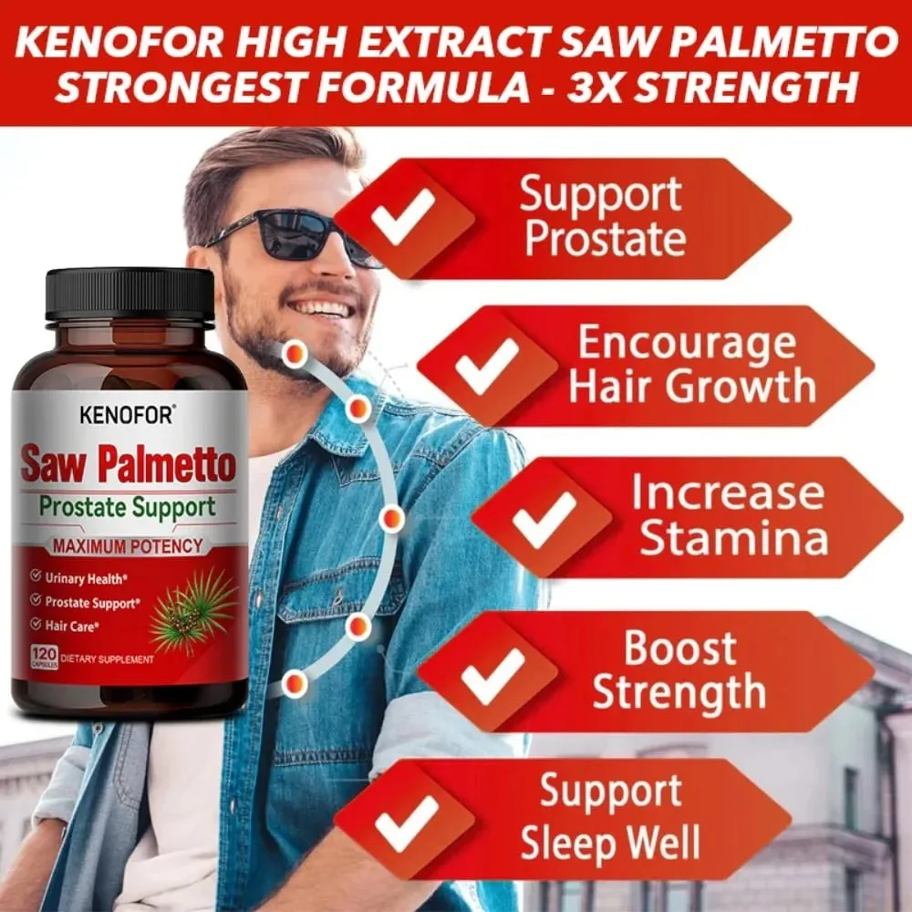 Prostatatilskud med Saw Palmetto understøtter urinvejssundhed Urtesundhedstilskud 120 vegetariske kapsler — image 4