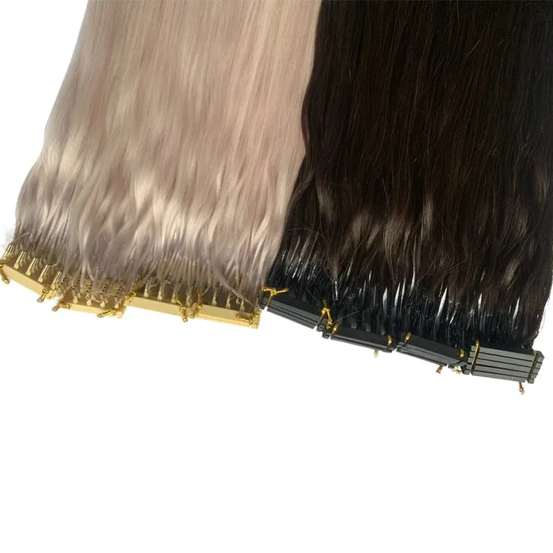 Solove Straight 6D-2 Virgin Human Hair Extensions Handmade Seamless Loop Micro Ring Hair Extensions 10-30” 50g/set Natural Color — image 5
