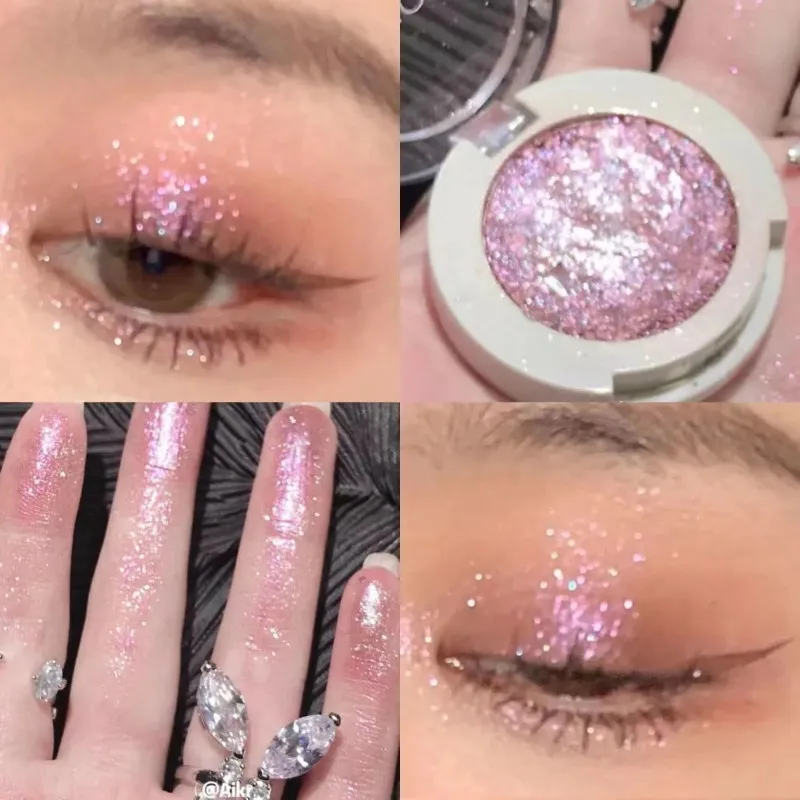 Monochrome Glitter Eyeshadow Gold Shining Brighten Eyes Makeup Long Lasting Eye Brightening Makeup Pearlescent Shimmer EyeShadow — image 4