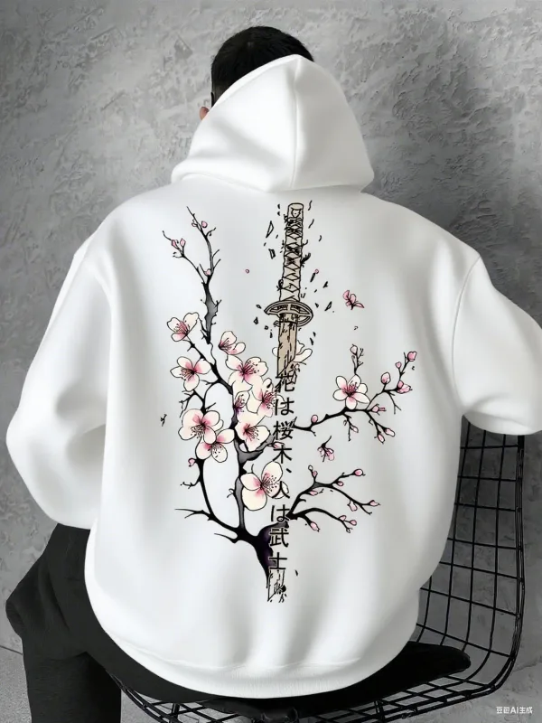 Japan Cherry Blossom Men Women Pullover Hoodie Street Casual Harajuku Y2K Retro Loose Sport Daily Autumn Winter Sweatshirt Top — image 4