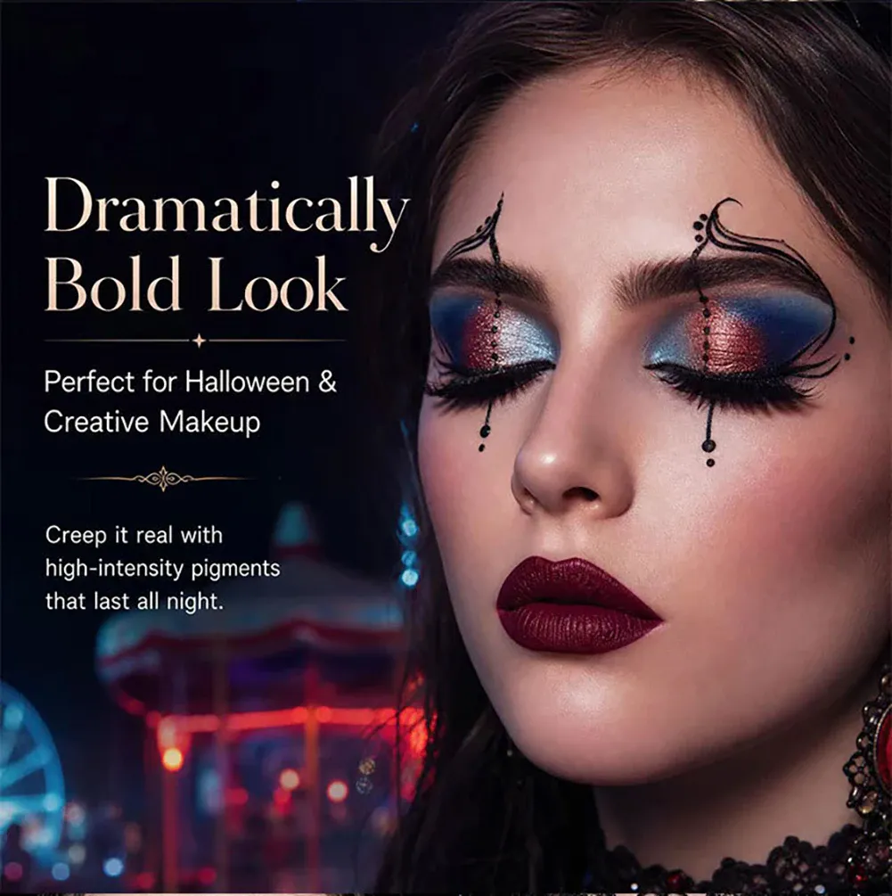Shimmer Glitter Metallic 9 Colors Halloween Eyeshadow Palette High Pigment Gothic Smoky Eye Shadow Fine Flash Lasting Makeup — image 4